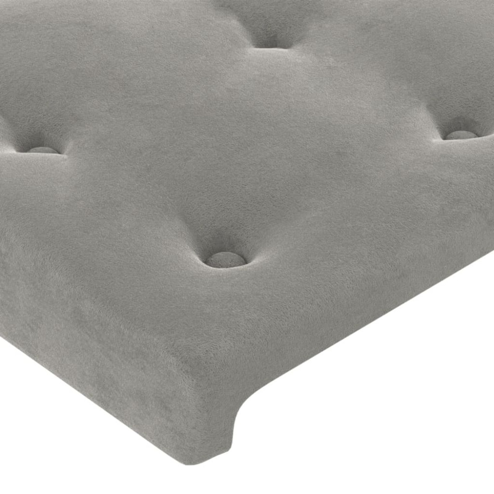 Produktbild för Sänggavel LED ljusgrå 183x16x78/88 cm sammet