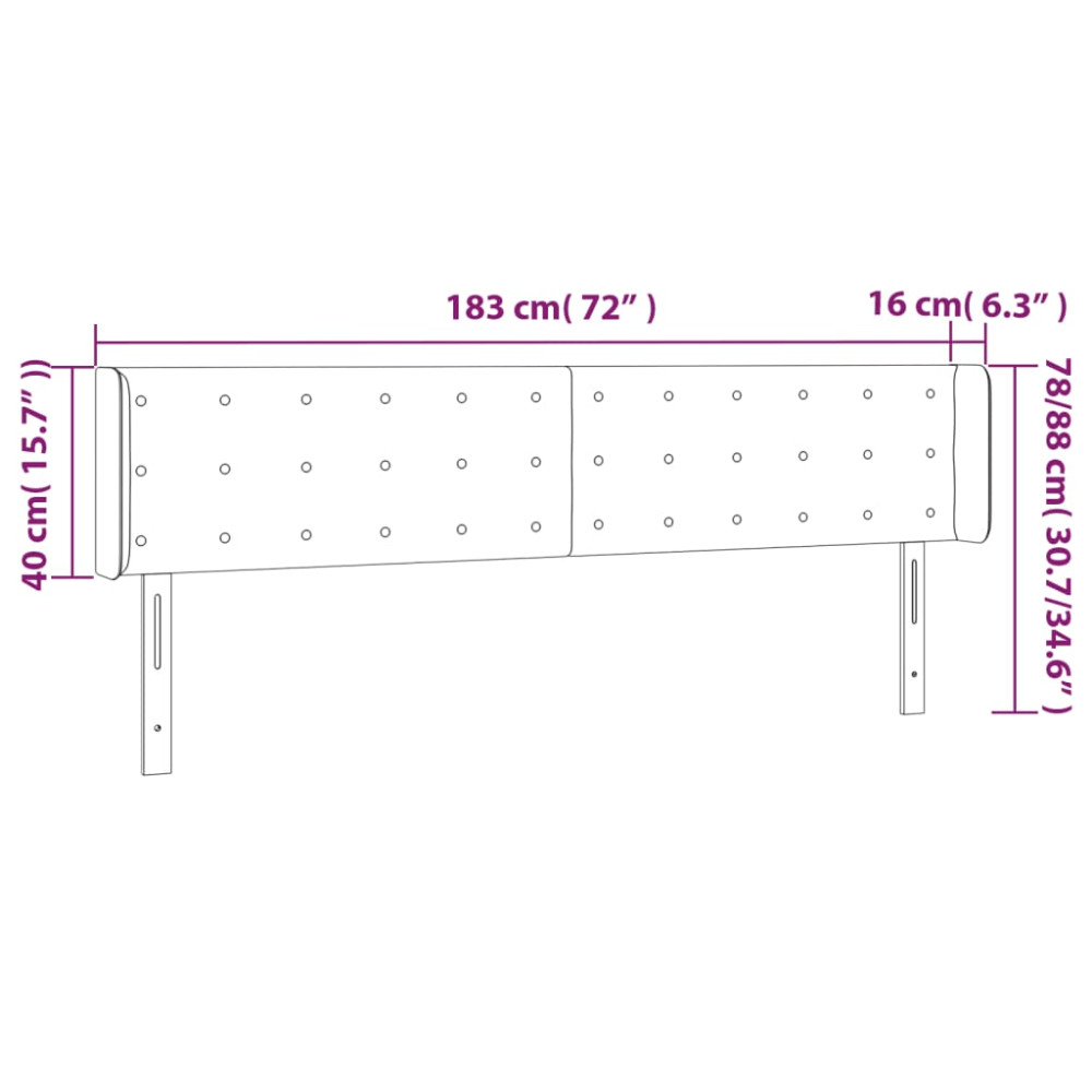 Produktbild för Sänggavel LED ljusgrå 183x16x78/88 cm sammet