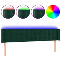 Produktbild för Sänggavel LED mörkgrön 183x16x78/88 cm sammet