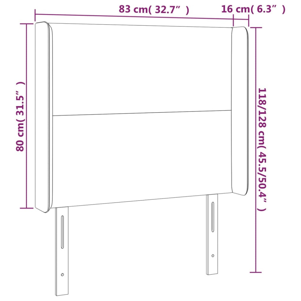 Produktbild för Sänggavel LED svart 83x16x118/128 cm tyg