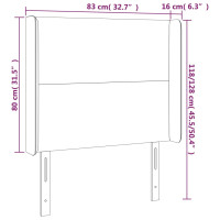 Produktbild för Sänggavel LED svart 83x16x118/128 cm tyg