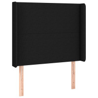 Produktbild för Sänggavel LED svart 93x16x118/128 cm tyg