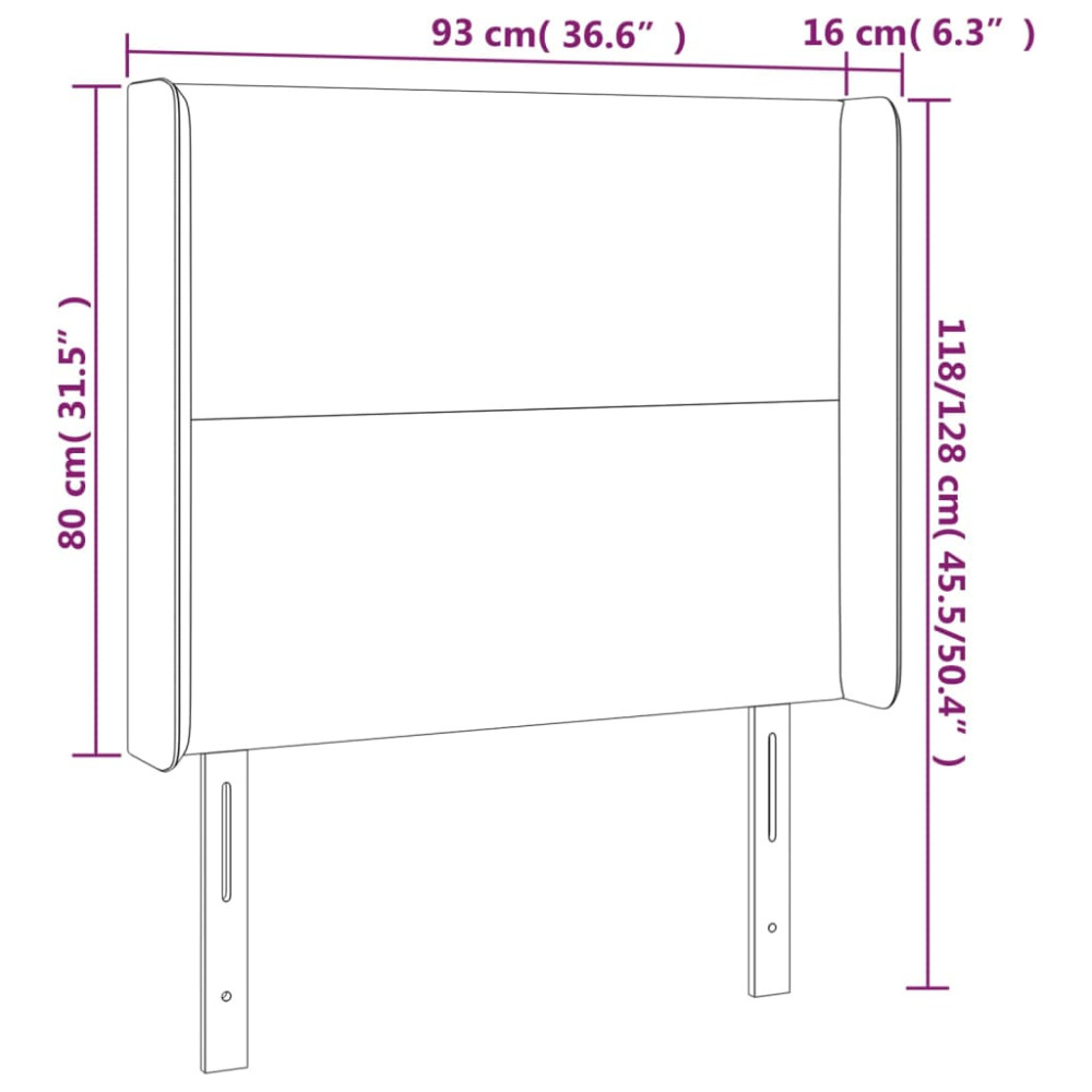 Produktbild för Sänggavel LED taupe 93x16x118/128 cm tyg