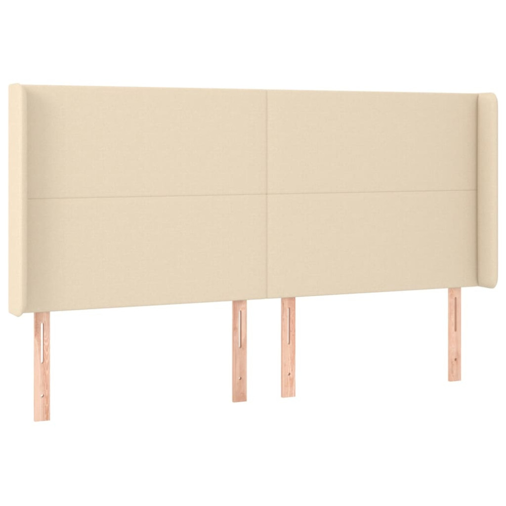 Produktbild för Sänggavel LED gräddvit 183x16x118/128 cm tyg
