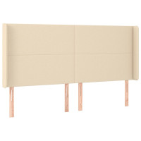 Produktbild för Sänggavel LED gräddvit 183x16x118/128 cm tyg