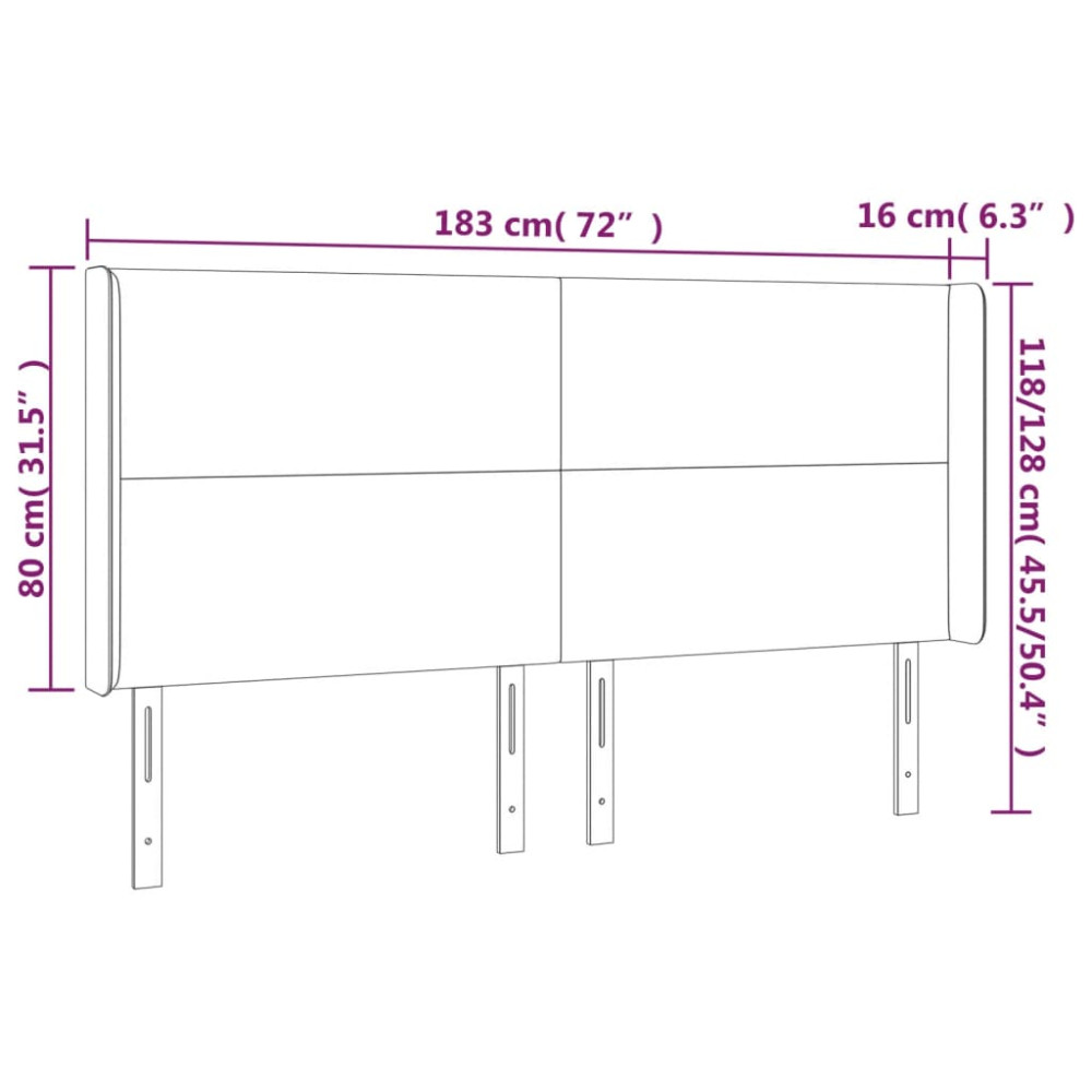 Produktbild för Sänggavel LED blå 183x16x118/128 cm tyg