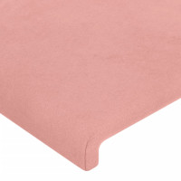 Produktbild för Sänggavel LED rosa 93x16x118/128 cm sammet