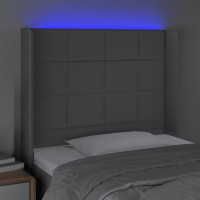 Produktbild för Sänggavel LED ljusgrå 83x16x118/128 cm tyg