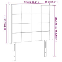 Produktbild för Sänggavel LED mörkgrå 93x16x118/128 cm tyg