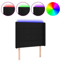 Produktbild för Sänggavel LED svart 93x16x118/128 cm tyg