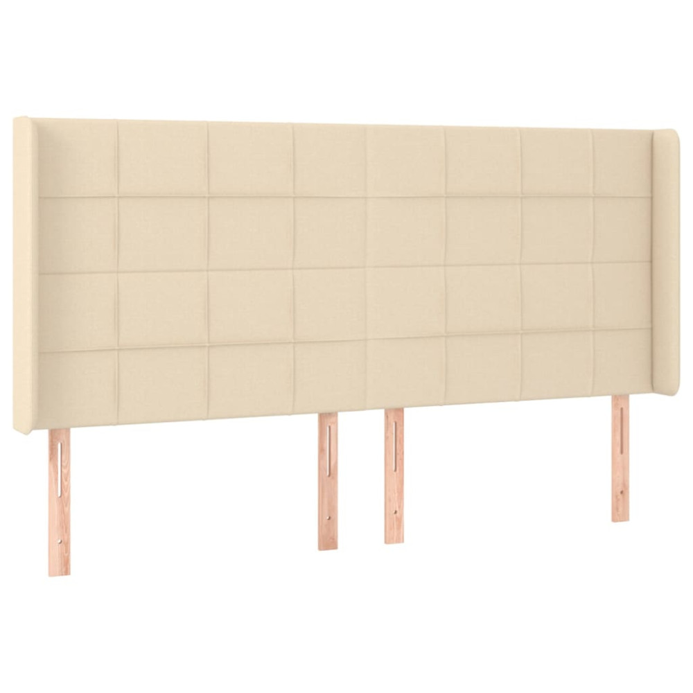 Produktbild för Sänggavel LED gräddvit 183x16x118/128 cm tyg