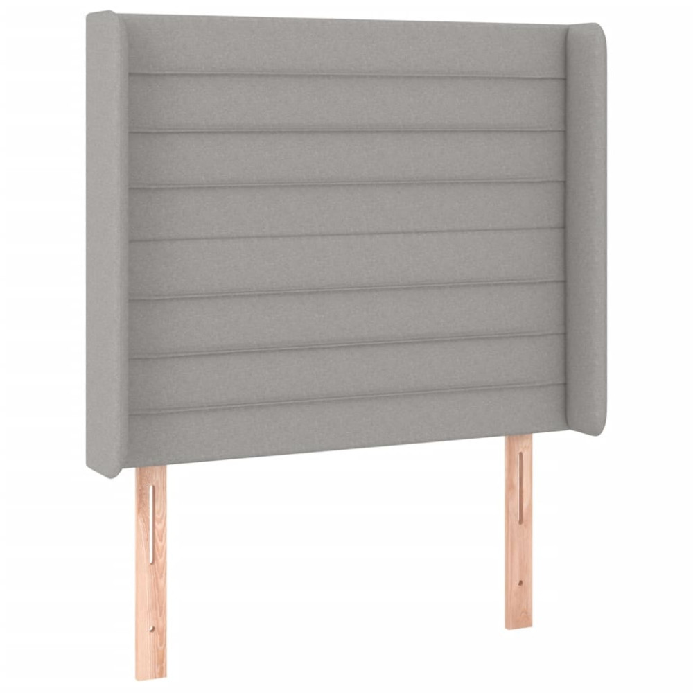 Produktbild för Sänggavel LED ljusgrå 93x16x118/128 cm tyg