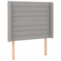 Produktbild för Sänggavel LED ljusgrå 93x16x118/128 cm tyg