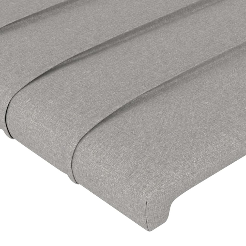 Produktbild för Sänggavel LED ljusgrå 93x16x118/128 cm tyg