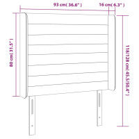 Produktbild för Sänggavel LED ljusgrå 93x16x118/128 cm tyg