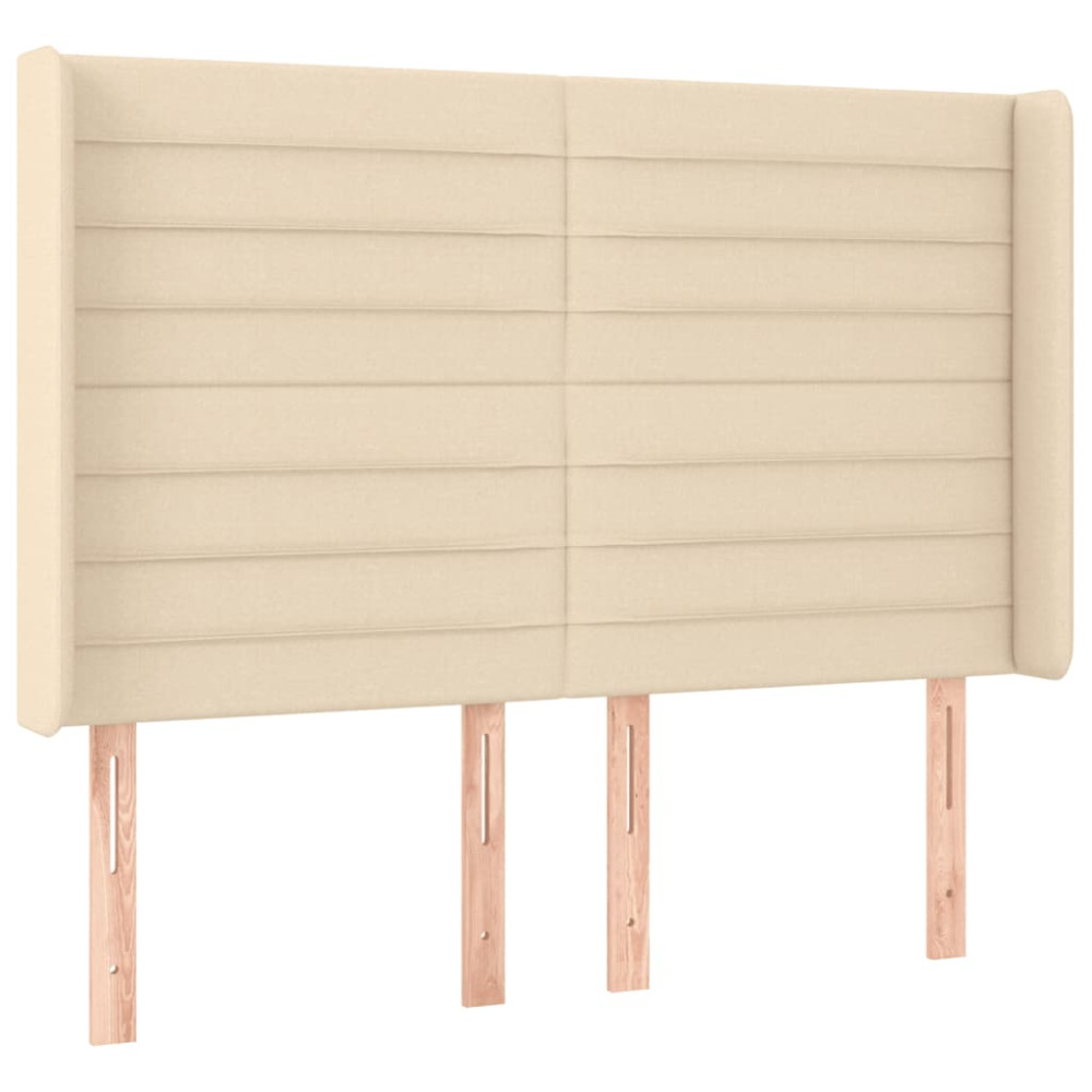 Produktbild för Sänggavel LED gräddvit 147x16x118/128 cm tyg