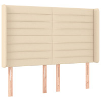 Produktbild för Sänggavel LED gräddvit 147x16x118/128 cm tyg