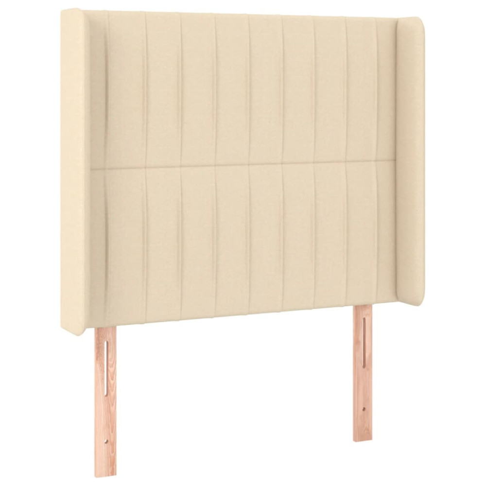Produktbild för Sänggavel LED gräddvit 83x16x118/128 cm tyg