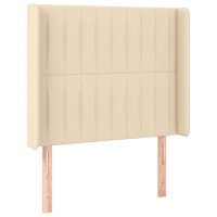 Produktbild för Sänggavel LED gräddvit 83x16x118/128 cm tyg