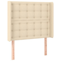 Produktbild för Sänggavel LED gräddvit 83x16x118/128 cm tyg