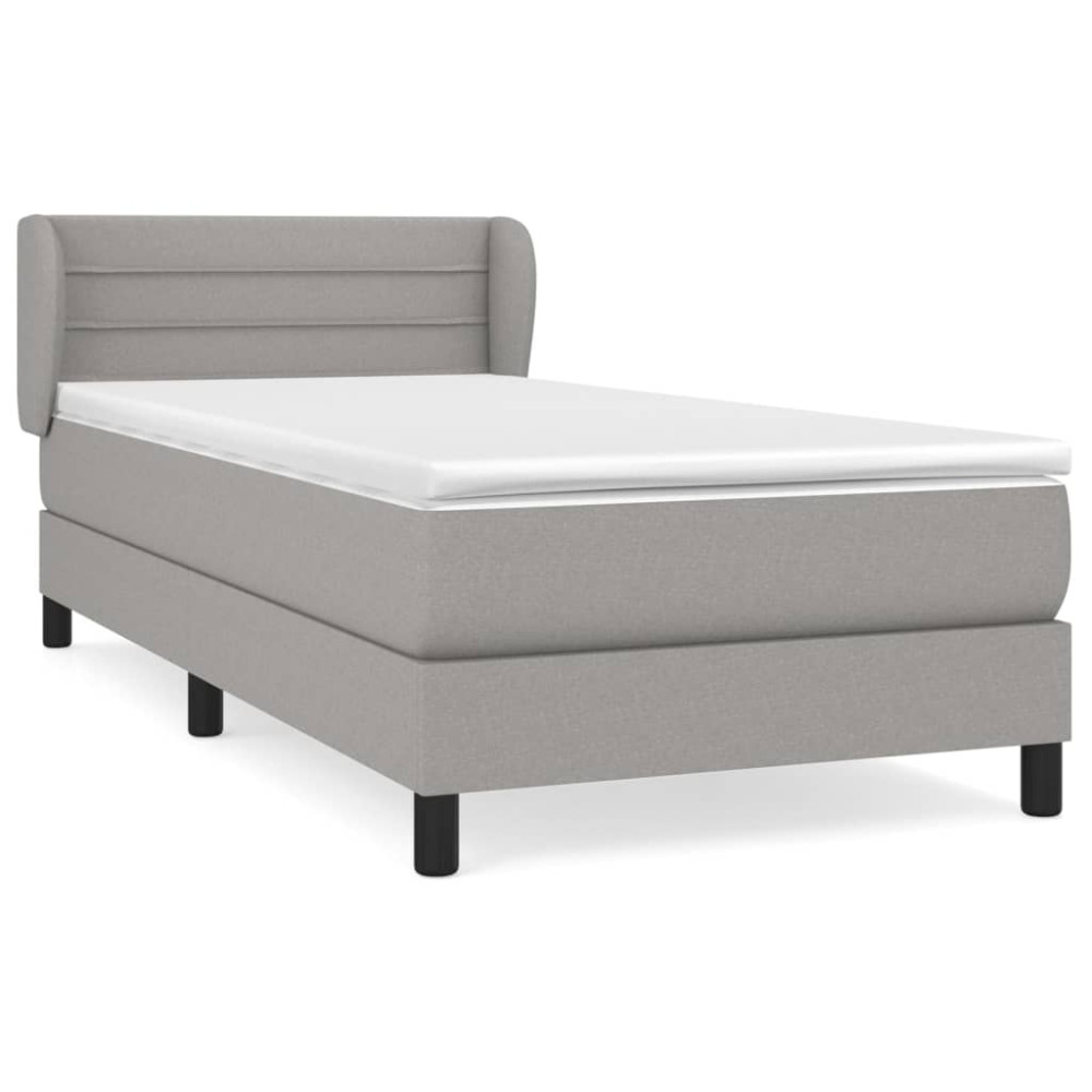 Produktbild för Ramsäng med madrass ljusgrå 80x200 cm tyg