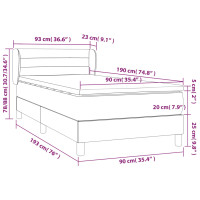 Produktbild för Ramsäng med madrass mörkgrå 90x190 cm tyg