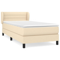 Produktbild för Ramsäng med madrass gräddvit 90x190 cm tyg