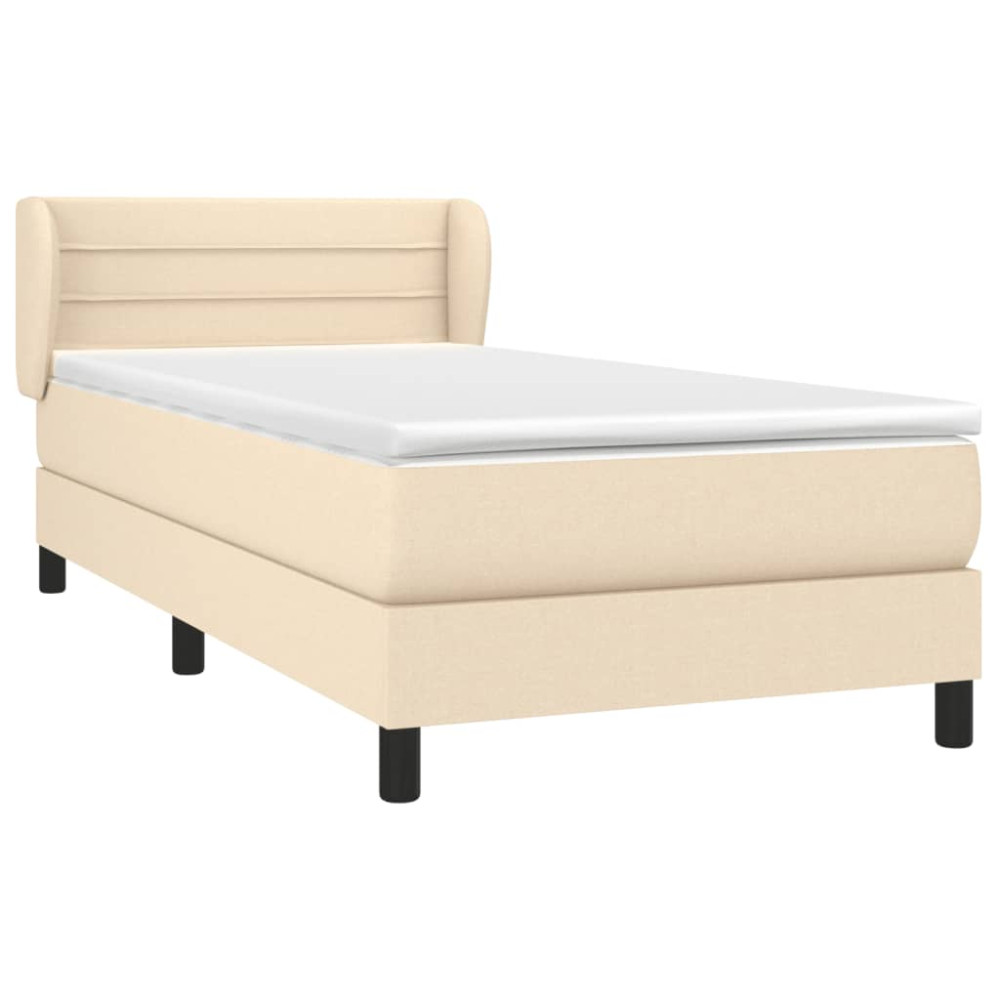 Produktbild för Ramsäng med madrass gräddvit 90x190 cm tyg