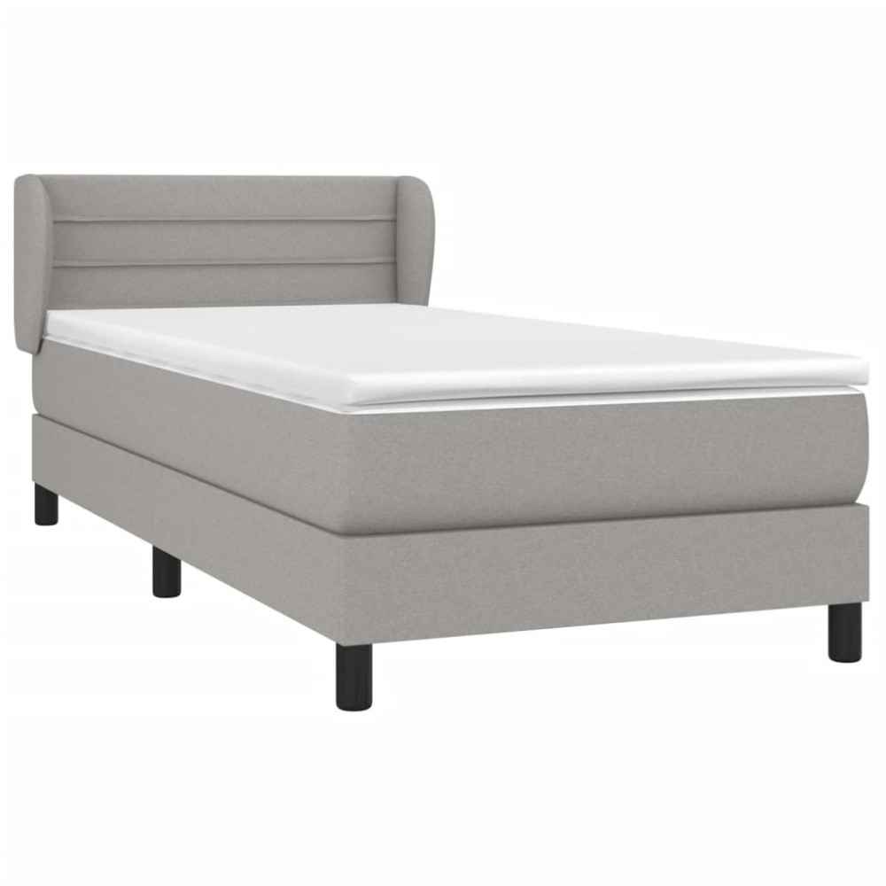 Produktbild för Ramsäng med madrass ljusgrå 100x200 cm tyg