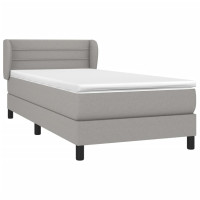 Produktbild för Ramsäng med madrass ljusgrå 100x200 cm tyg