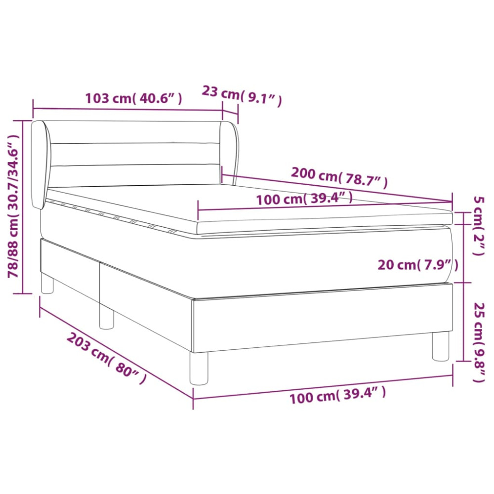 Produktbild för Ramsäng med madrass taupe 100x200 cm tyg