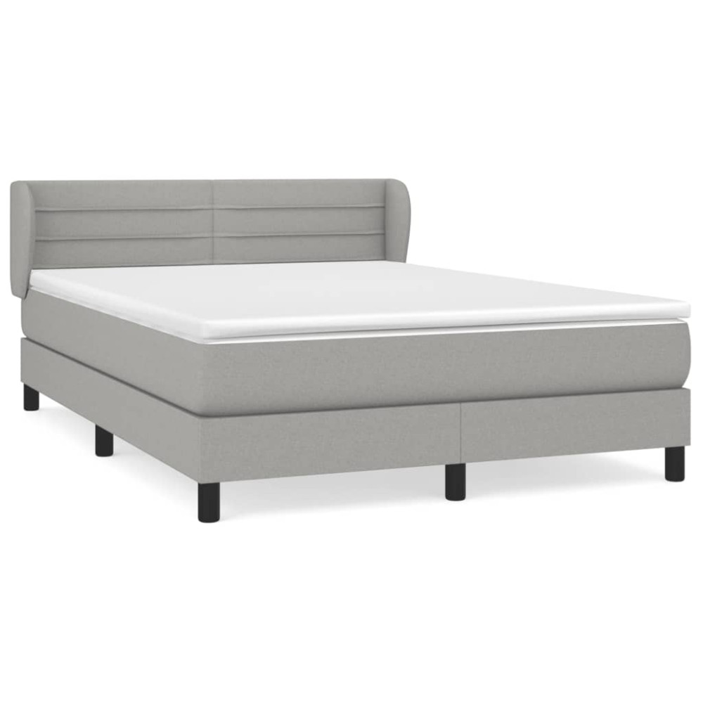 Produktbild för Ramsäng med madrass ljusgrå 140x190 cm tyg