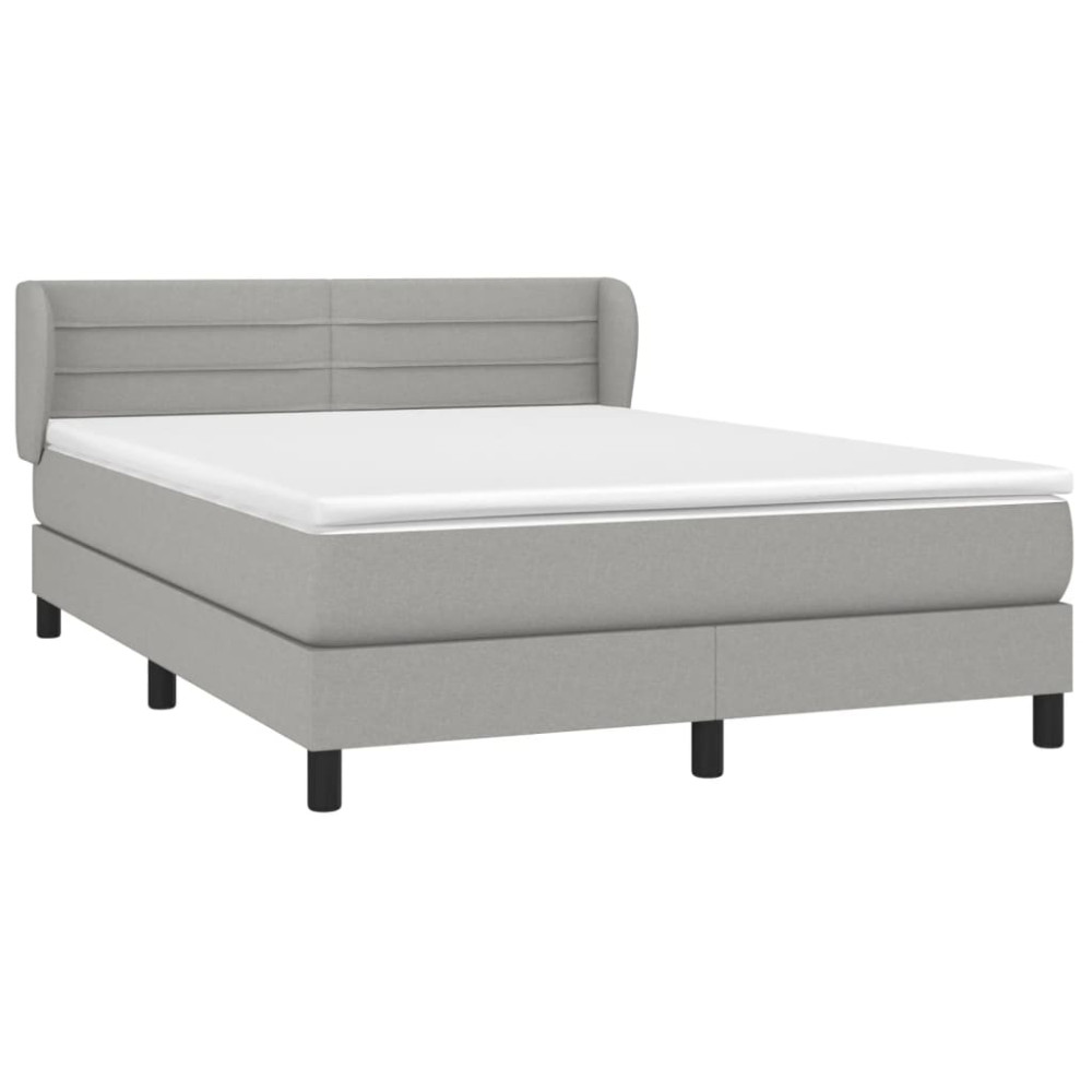 Produktbild för Ramsäng med madrass ljusgrå 140x190 cm tyg