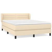 Produktbild för Ramsäng med madrass gräddvit 140x190 cm tyg