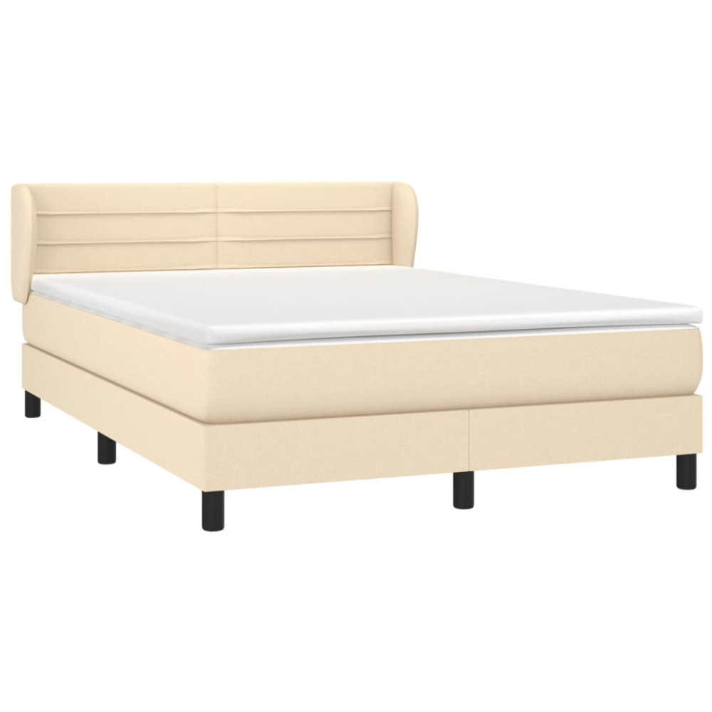 Produktbild för Ramsäng med madrass gräddvit 140x190 cm tyg