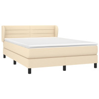 Produktbild för Ramsäng med madrass gräddvit 140x190 cm tyg