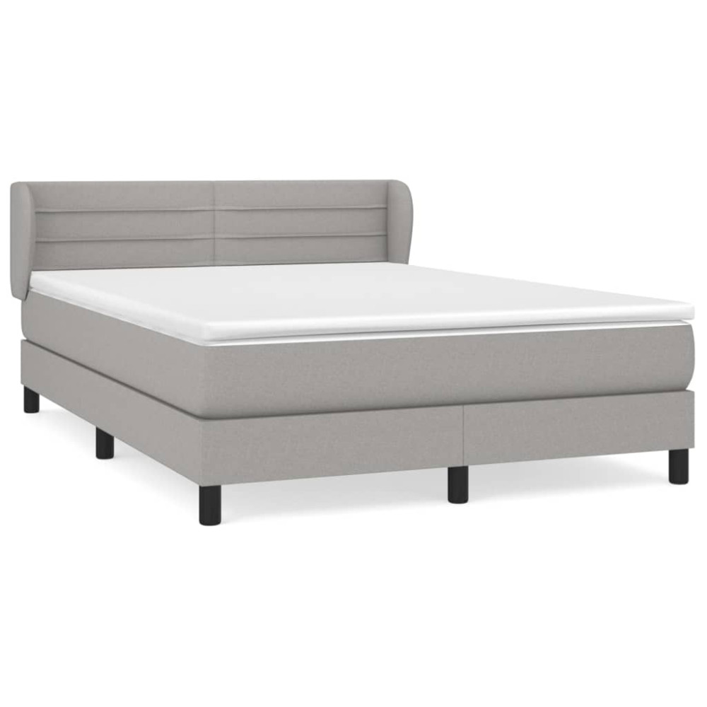 Produktbild för Ramsäng med madrass ljusgrå 140x200 cm tyg