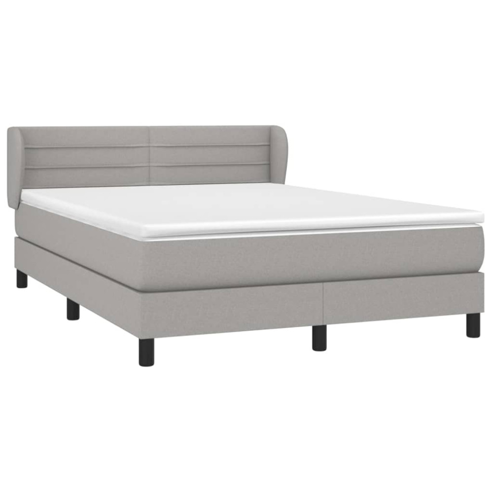 Produktbild för Ramsäng med madrass ljusgrå 140x200 cm tyg