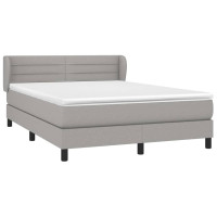 Produktbild för Ramsäng med madrass ljusgrå 140x200 cm tyg