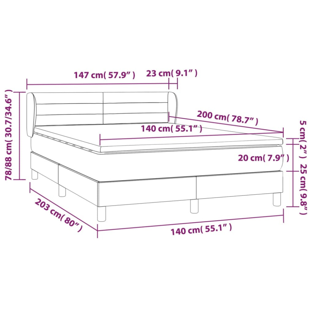 Produktbild för Ramsäng med madrass ljusgrå 140x200 cm tyg