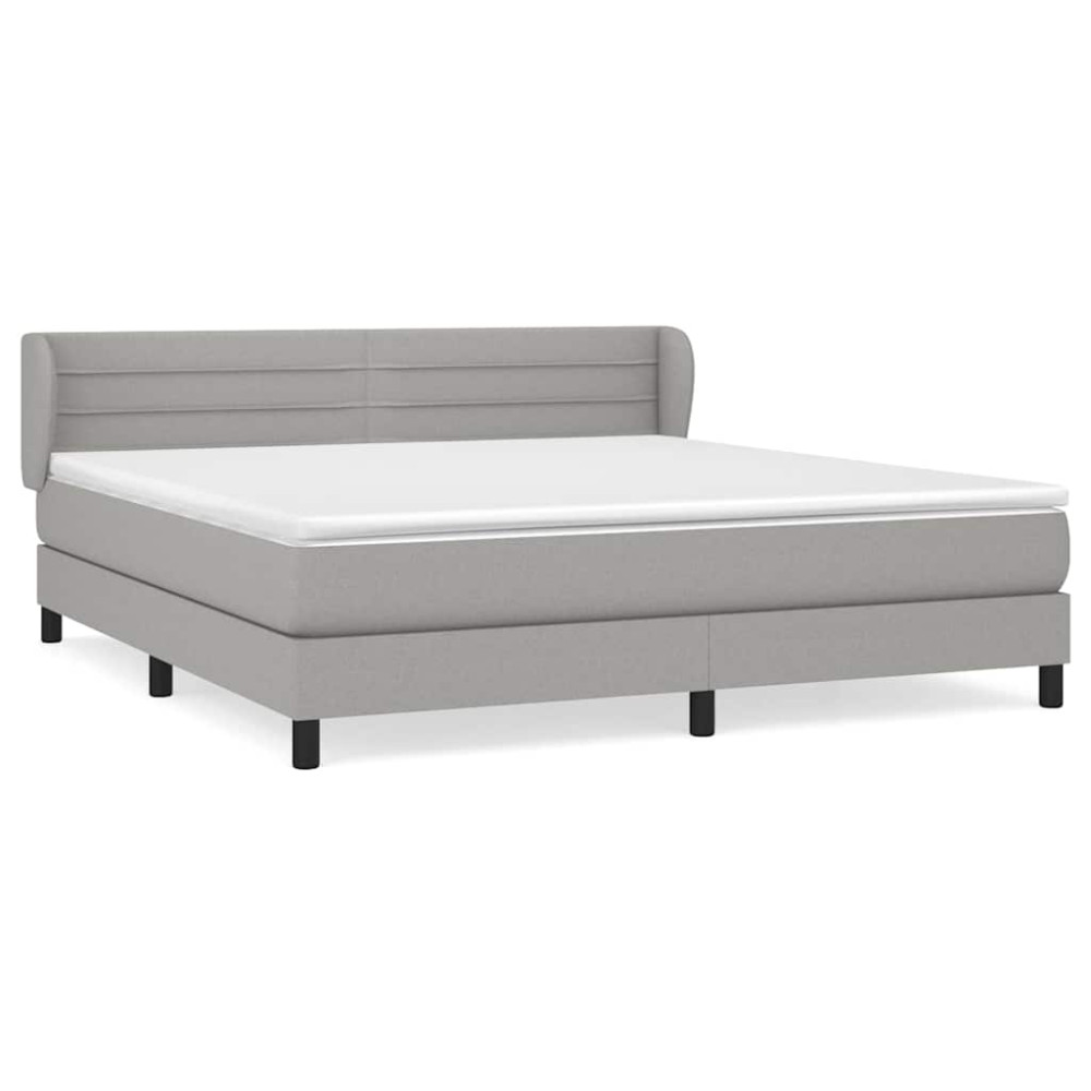 Produktbild för Ramsäng med madrass ljusgrå 160x200 cm tyg