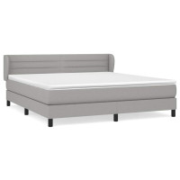 Produktbild för Ramsäng med madrass ljusgrå 160x200 cm tyg