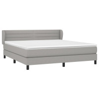 Produktbild för Ramsäng med madrass ljusgrå 160x200 cm tyg