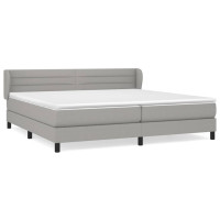 Produktbild för Ramsäng med madrass ljusgrå 200x200 cm tyg