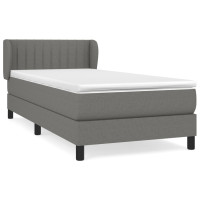 Produktbild för Ramsäng med madrass mörkgrå 80x200 cm tyg