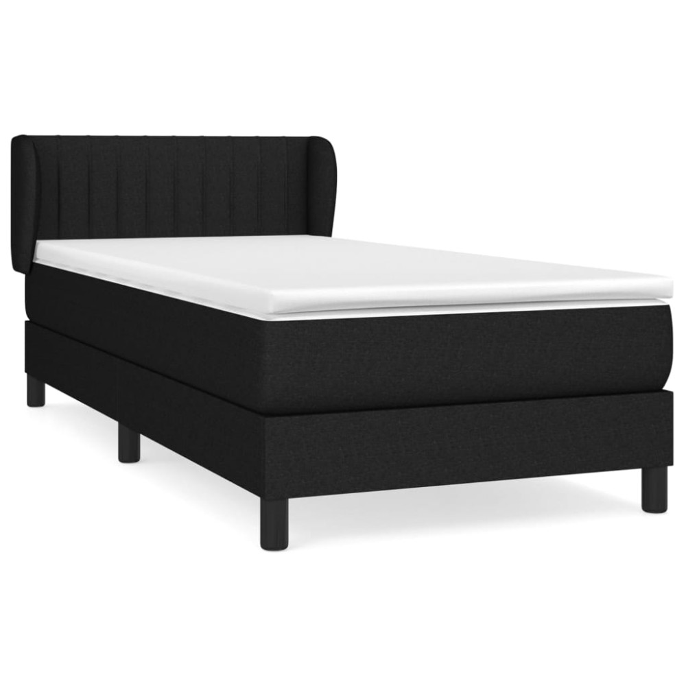 Produktbild för Ramsäng med madrass svart 80x200 cm tyg