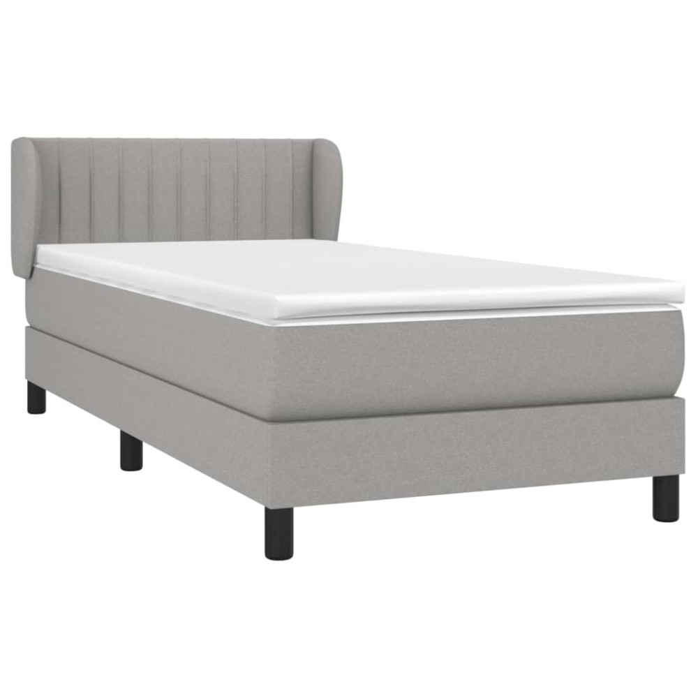 Produktbild för Ramsäng med madrass ljusgrå 100x200 cm tyg