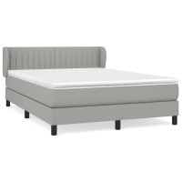 Produktbild för Ramsäng med madrass ljusgrå 140x190 cm tyg
