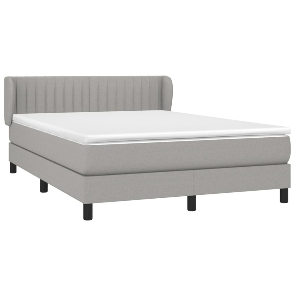 Produktbild för Ramsäng med madrass ljusgrå 140x190 cm tyg