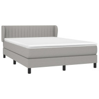 Produktbild för Ramsäng med madrass ljusgrå 140x190 cm tyg